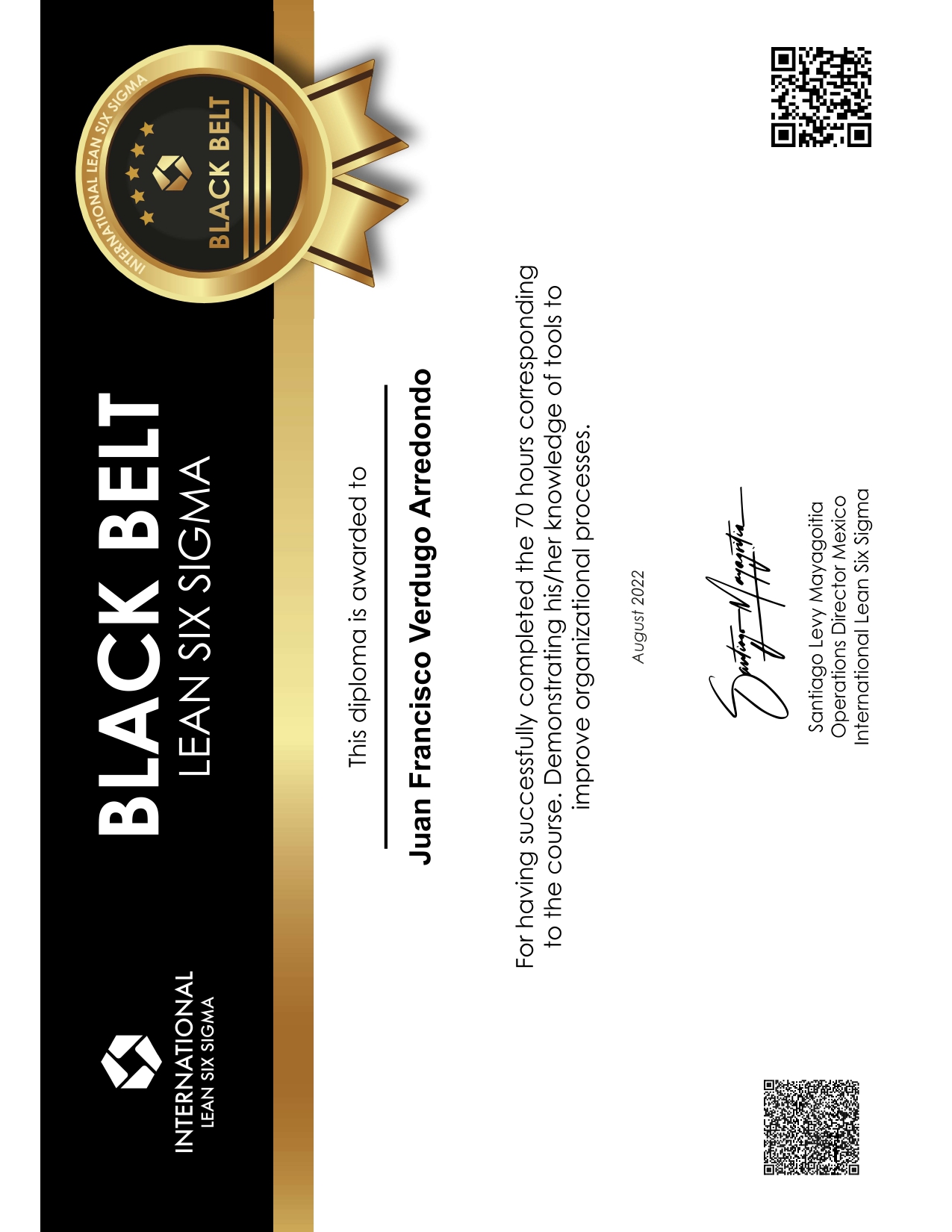 Certificado Six Sigma Black Belt
